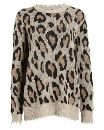 Leopard Cashmere Crewneck Sweater