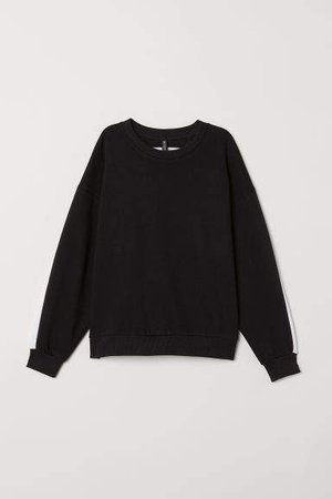 Sweatshirt with Printed Design - Black