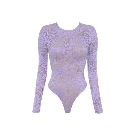 'Suri' Lilac Sheer Stretch Lace Bodysuit