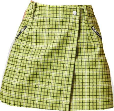 neon green plaid skirt