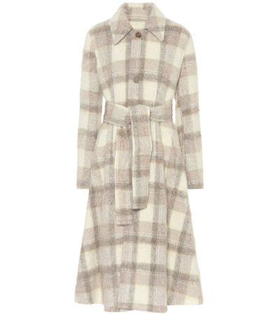 Wool-blend checked coat