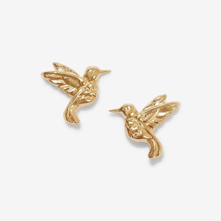 Gold Roche Bird Earrings | Solid 14 Karat | Adornmonde