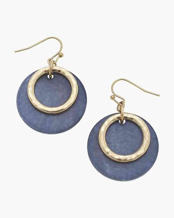 Canvas Melanie Disc Earrings in Blue Mother of Pearl Shell | The Paper Store