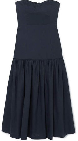 Fiore Strapless Linen-blend Midi Dress - Navy