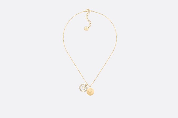 Dior, D-ROUND NECKLACE Gold-Finish Metal, Mother-of-Pearl and White Crystals