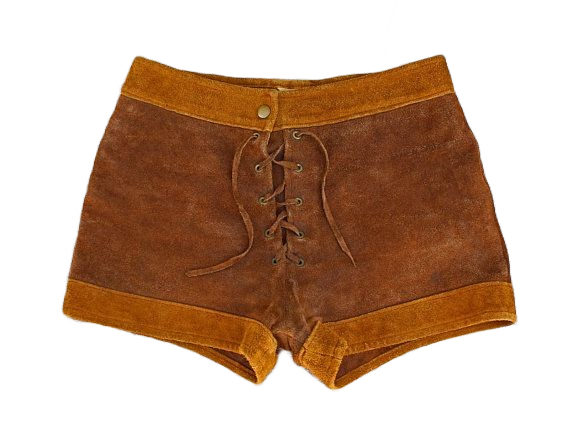 suede 1970s 70s seventies lace up shorts hotpants
