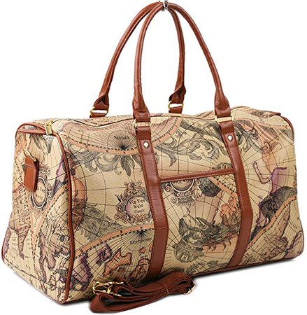 Amazon.com | Copi World Map Large Duffle Bag Travel Tote Luggage Boston Style Beige | Travel Duffels