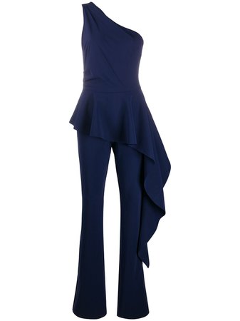 Le Petite Robe Di Chiara Boni One Shoulder Ruffle Trimmed Jumpsuit KINCSO000 Blue | Farfetch