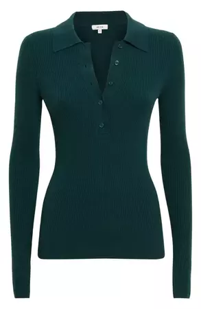 Reiss Sienna Rib Wool Blend Polo Sweater | Nordstrom