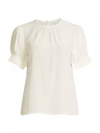 Shop Rebecca Taylor Silk Short-Sleeve Blouse | Saks Fifth Avenue