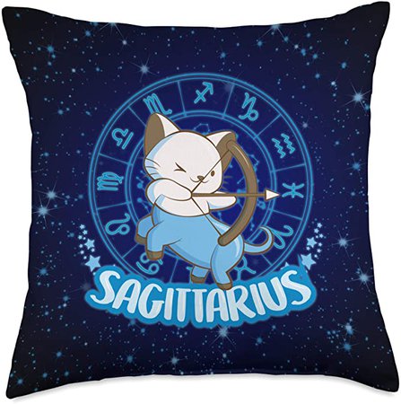 Amazon.com: Zodiac Cats Collection by Irene Koh Studio Kawaii Cats Astrology Zodiac Sagittarius Throw Pillow, 18x18, Multicolor: Home & Kitchen