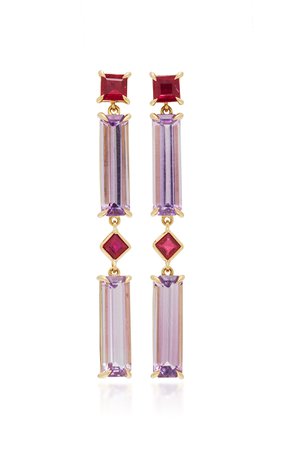 18K Gold, Ruby and Amethyst Earrings by Yi Collection | Moda Operandi