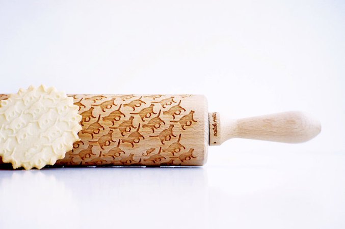 Rolling Pin CATS Embossing rolling pin unique gift for | Etsy