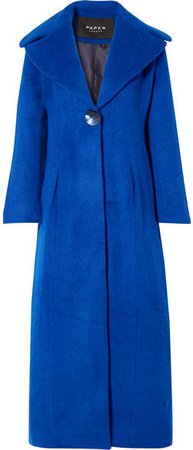 Belle Brushed Wool-blend Coat - Cobalt blue