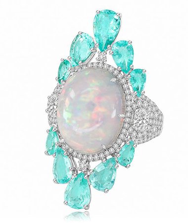 opal and paraiba tourmaline ring