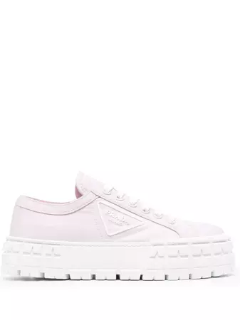 Shop Prada logo-patch lace-up sneakers with Express Delivery - FARFETCH