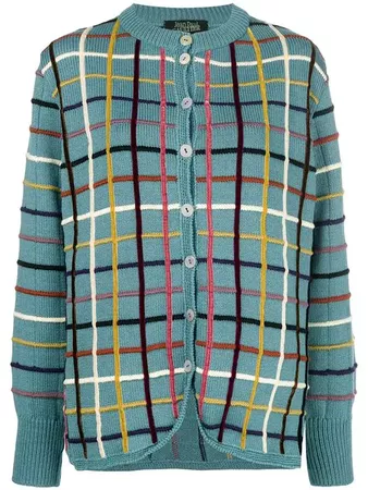 Jean Paul Gaultier Vintage checked piping knitted jacket