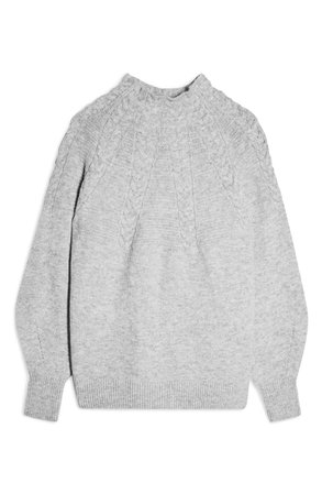 Topshop Cable Knit Sweater  grey