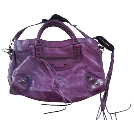 City leather satchel Balenciaga Purple in Leather - 9035101