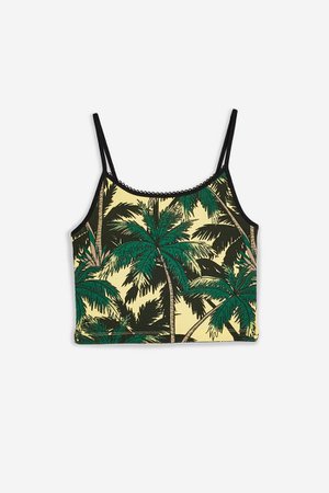 Yellow and Green Palm Print Cami | Topshop