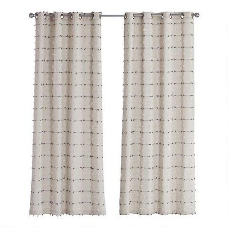 Gray Embroidered Cotton Grommet Top Curtains | World Market