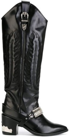 knee-length cowboy boots