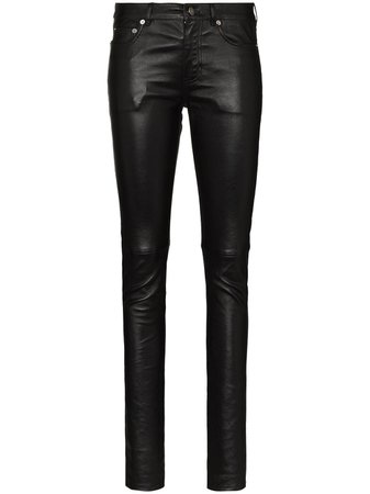 Saint Laurent leather skinny trousers - FARFETCH