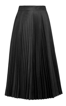 Pleated Leather Midi Skirt Size: 40
