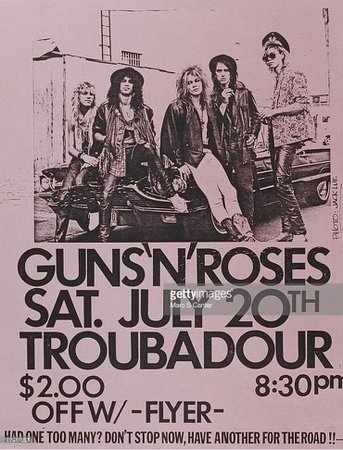 Guns N Roses Troubadour Flyer Quartz