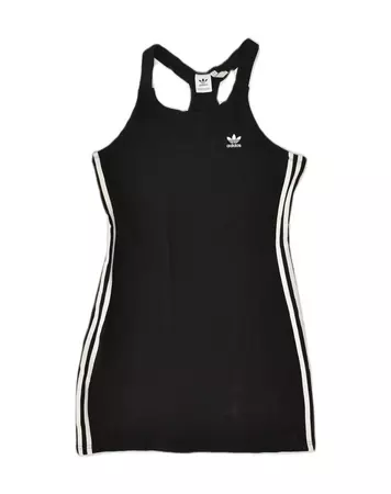 ADIDAS Womens Sleeveless Tennis Dress UK 16 Large Black Cotton Sports | Vintage & Second-Hand Clothing Online | Thrift Shop