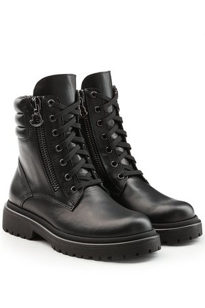 Moncler New Vivianne Leather Ankle Boots - black
