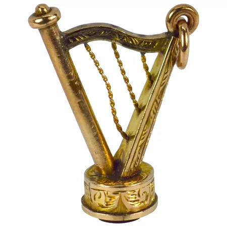 Gold Harp Charm