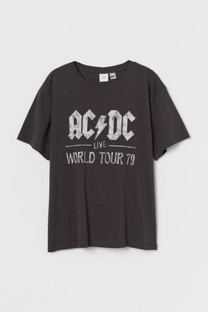 Printed T-shirt - Dark gray/AC/DC - Ladies | H&M US