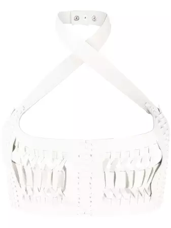 Shop Manokhi woven leather crop top with Express Delivery - FARFETCH