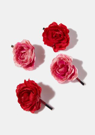 Rose Hair Clips - Pink/Red – Dolls Kill