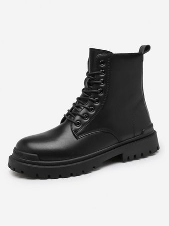 Lace Up Zipper Side Combat Boots In BLACK | ZAFUL 2023