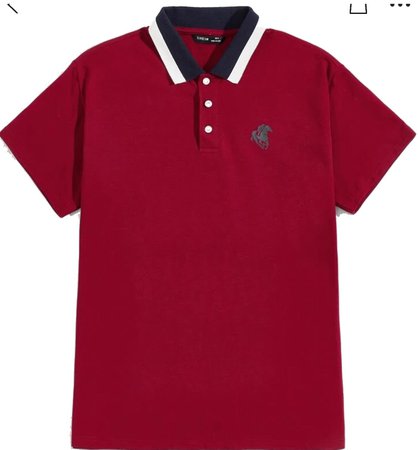 red and navy collar polo shirt