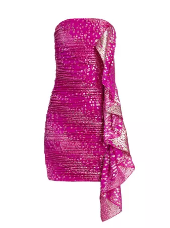 Shop Ramy Brook Talia Metallic Silk-Blend Minidress | Saks Fifth Avenue