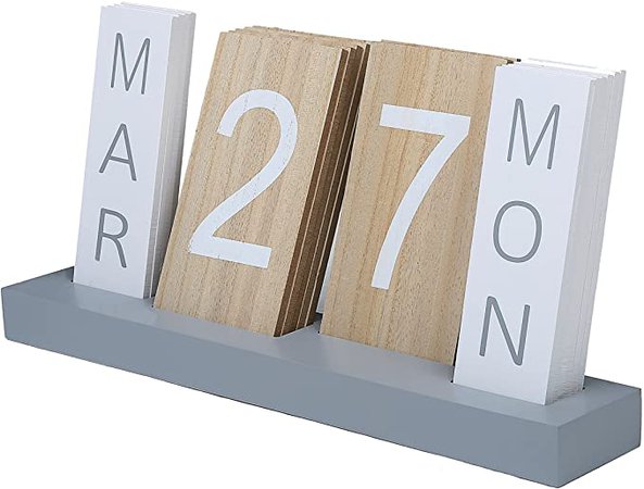 Amazon.com: Wood Block Perpetual Month, Date & Day Tile Calendar Desktop Accessories: Office Products