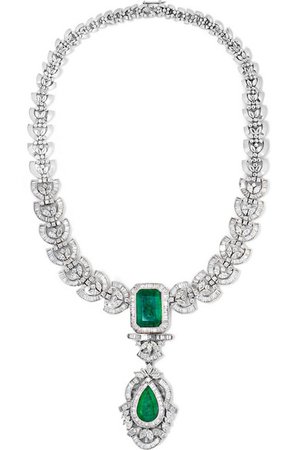 Amrapali | Kette aus 18 Karat Weißgold und Sterlingsilber mit Diamanten und Smaragd | NET-A-PORTER.COM