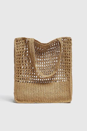 Paper tote bag with open knit