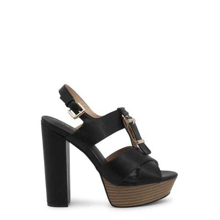 Fashiontage - Blu Byblos Black Ankle Strap Leather Sandals - 918701146173