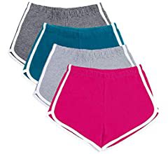 Amazon.com: URATOT 4 Pack Yoga Short Pants Cotton Sports Shorts Gym Dance Workout Shorts Dolphin Running Athletic Shorts for Women: Clothing