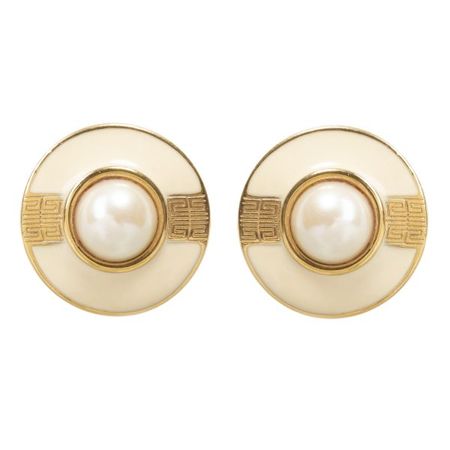 Givenchy - Vintage round pearl centre beige earrings - 4element