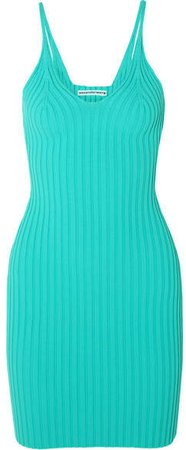 alexanderwang.t - Ribbed Stretch-knit Mini Dress - Turquoise