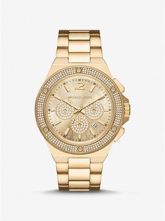 Oversized Lennox Pavé Gold-tone Watch | Michael Kors