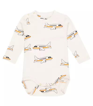 Baby Airplane Cotton Jersey Bodysuit in Neutrals - Mini Rodini | Mytheresa