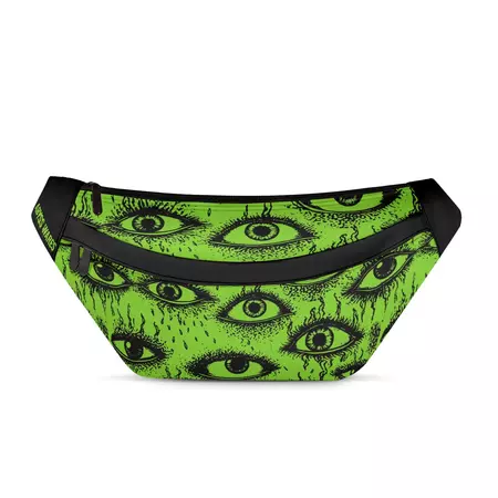 Alien Weirdy Eyes Fanny Pack | Alien Green Occult Goth Eyeballs Zipper – AbyssWares