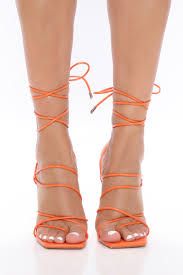 orange square toe strappy heels - Google Search