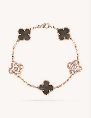 VAN CLEEF & ARPELS - Vintage Alhambra rose-gold, mother of pearl and 0.96ct diamond bracelet | Selfridges.com